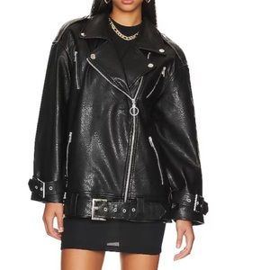 We Wore What Oversize Faux leather biker jacket M NEW Revolve